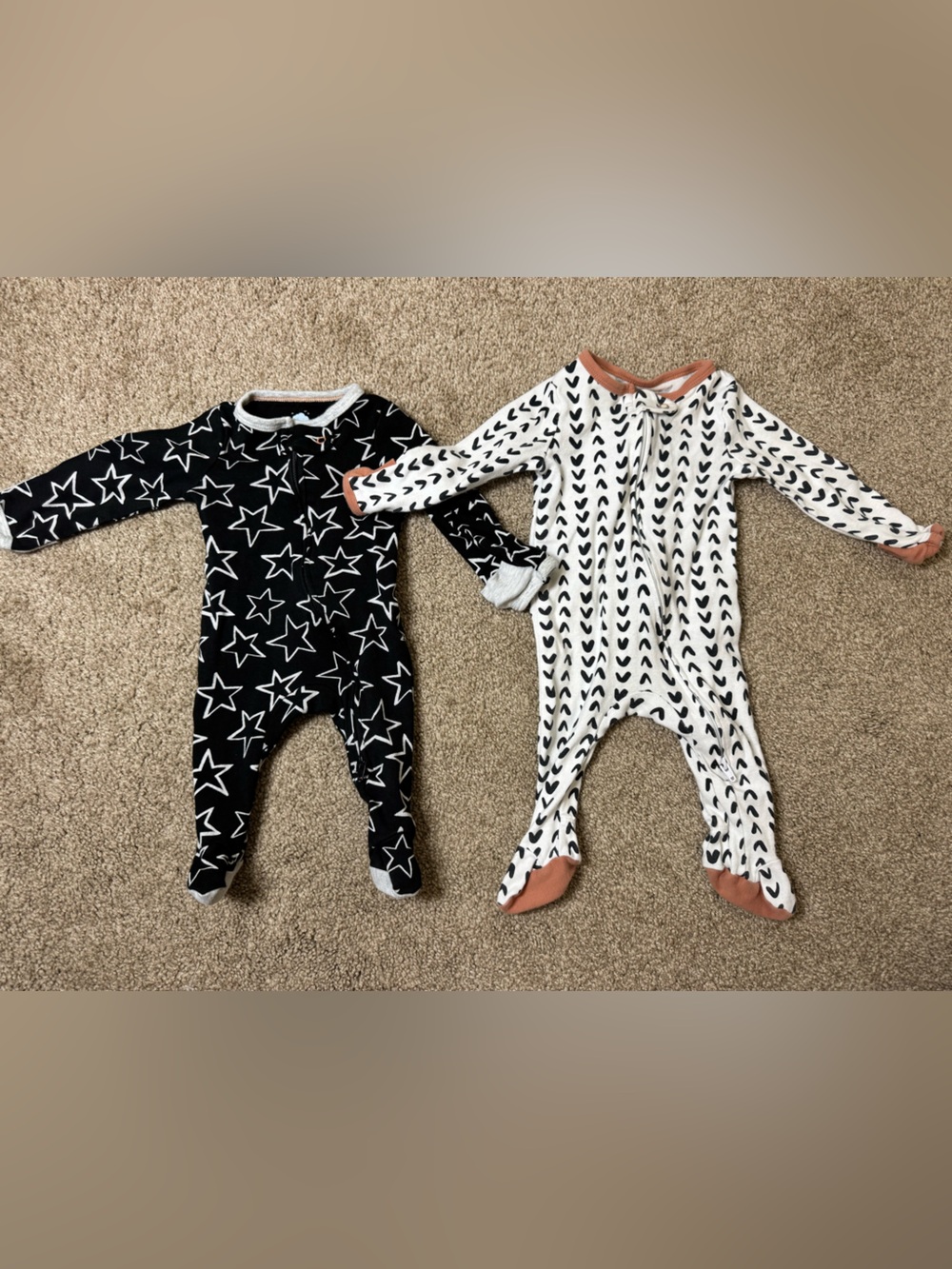 Baby Footed Pajama Set-Stars and Chevron Print